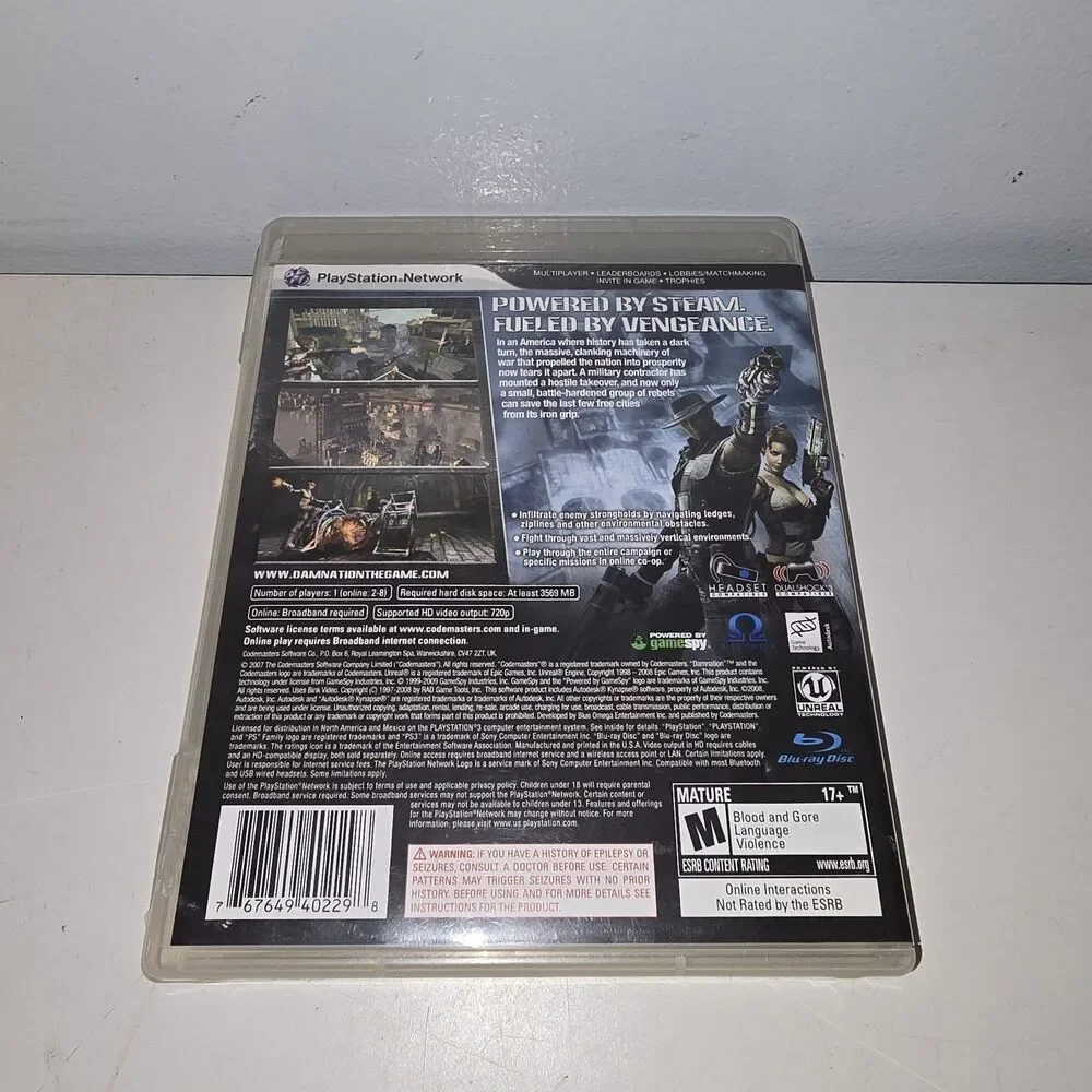 Damnation PS3 (Sony PlayStation 3, 2009)  TESTED Working